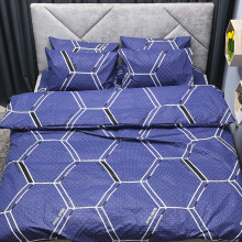 Комплект постельного белья, бязь, с геометрическим принтом синий 112G