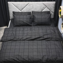 Комплект постельного белья, бязь, в клеточку черный 146G