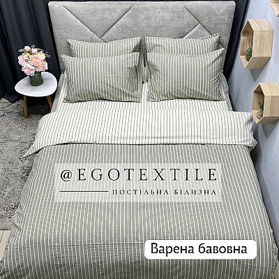 Комплект постільної білизни, 5458/5459 оливка, варена бавовна, арт.651B