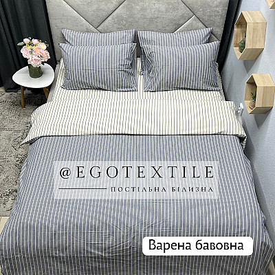 Комплект постільної білизни, 6365/6366 синя джинс, варена бавовна, арт.653B