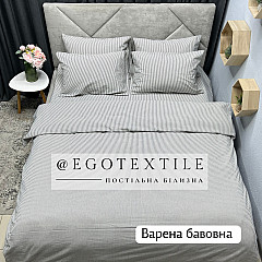 Комплект постельного белья, 6367 синя джинс вузька полоска, варена хлопок, арт.655B