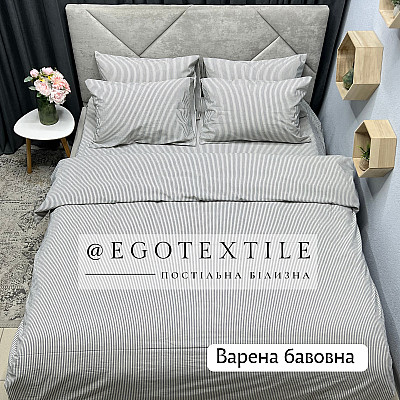 Комплект постільної білизни, 6367 синя джинс вузька полоска, варена бавовна, арт.655B