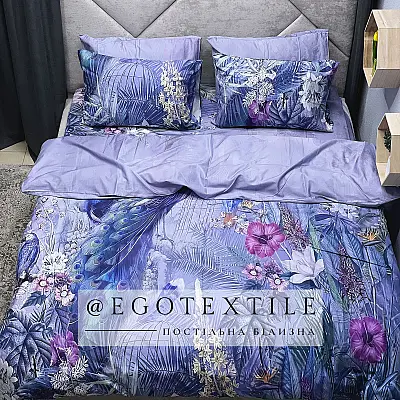 Комплект постельного белья, LUX Digital Sateen, фиолетовый с цветами undefined 501S